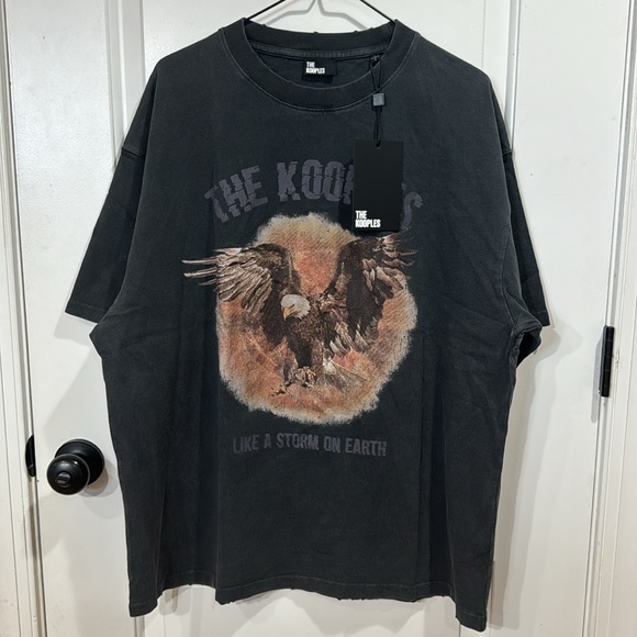 *NEW* THE KOOPLES BLACK WASHED EAGLE GRAPHIC TEE LARGE - Picture 5 of 10